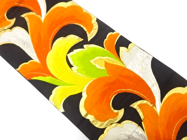 JAPANESE KIMONO / ANTIQUE FUKURO OBI / SILK / WOVEN ARABESQUE